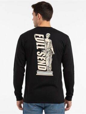 Full Send Statue Long Sleeve Tee in Navy Blue - Size Large